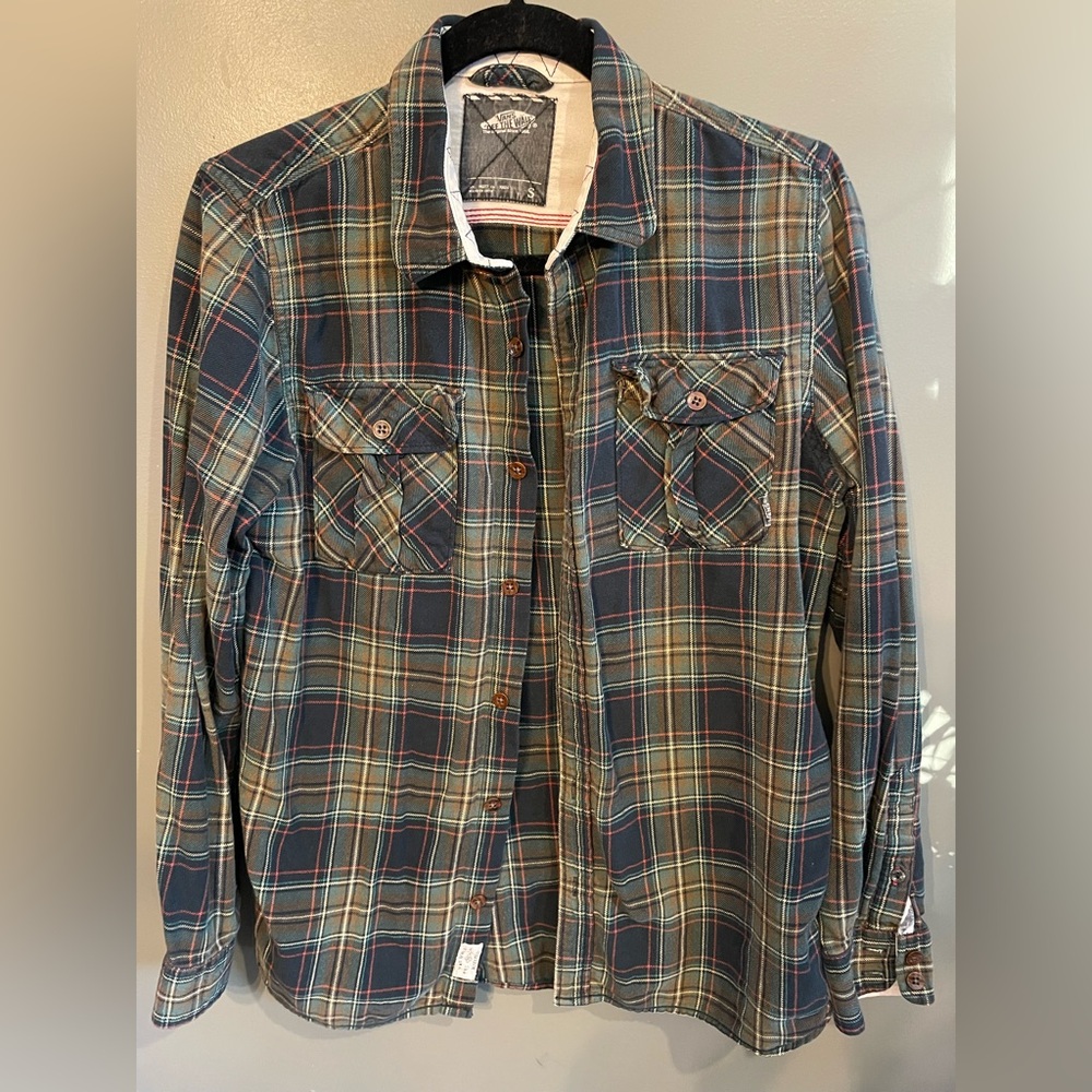 Vans flannel shirt size small olive black